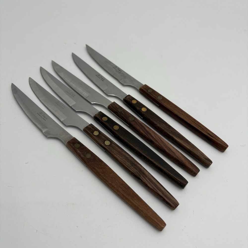 6 St. Regis Stainless‎ Steel Steak Knives Japan Retro MCM Design